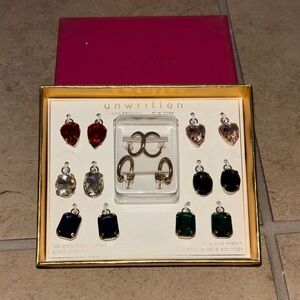 Unwritten Women's Earring Set with Red, Green, and Clear Stones